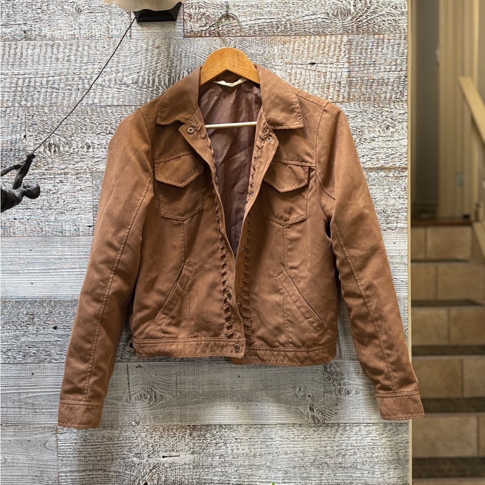 🏷 Hollister | Faux Suede Western-Style Moto Jacket - M/L, Dusty Tan